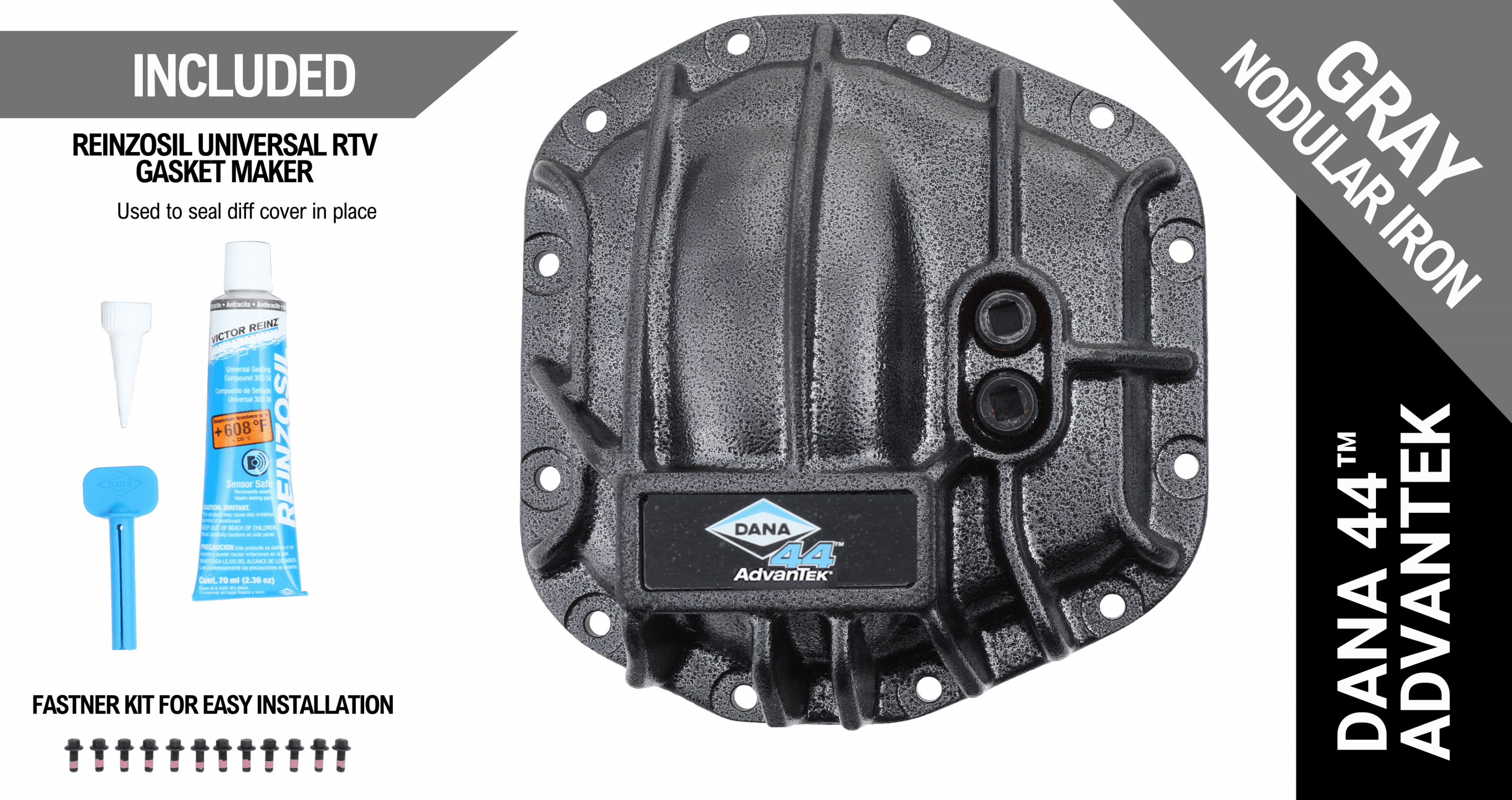 Spicer 10040651 Dana 44™ AdvanTEK® Diff Cover, Gray Nodular Iron - Fits 2018+ Jeep Wrangler JL, 2020+ Jeep Gladiator JT, Dana 44 AdvanTEK Axle - Rear Axle