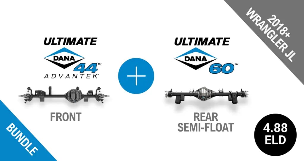 Jeep JL 4.88 Gear Ratio Bundle: Ultimate Dana 44™ AdvanTEK® Front ELD (10047717) + Semi-Float Ultimate Dana 60™ Rear ELD (SF-L60JL488E-69) - NON-RETURNABLE
