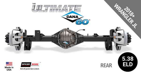 Spicer - Ultimate Dana 60™ Crate Axle, Fits 2018+ Jeep Wrangler JL  -  Rear  Axle - 5.38  Gear Ratio, Eaton ELocker® - 10048784