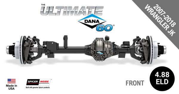 Spicer - Ultimate Dana 60™ Crate Axle, Fits 2007-2018 Jeep Wrangler JK  -  Front Axle - 4.88  Gear Ratio, Eaton ELocker® - 10005778