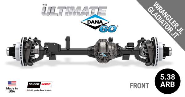 Spicer - Ultimate Dana 60™ Crate Axle, Fits 2018+ Wrangler JL, 2020+ Gladiator JT  -  Front  Axle -  5.38  Gear Ratio, ARB Air Locking Differential - 10088915