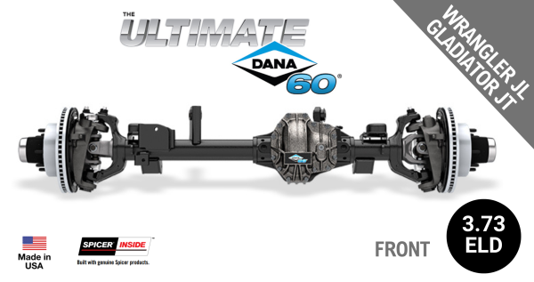 Spicer - Ultimate Dana 60™ Crate Axle, Fits 2018+ Wrangler JL, 2020+ Gladiator JT  -  Front Axle -  3.73 Gear Ratio, Eaton ELocker® - 10056042